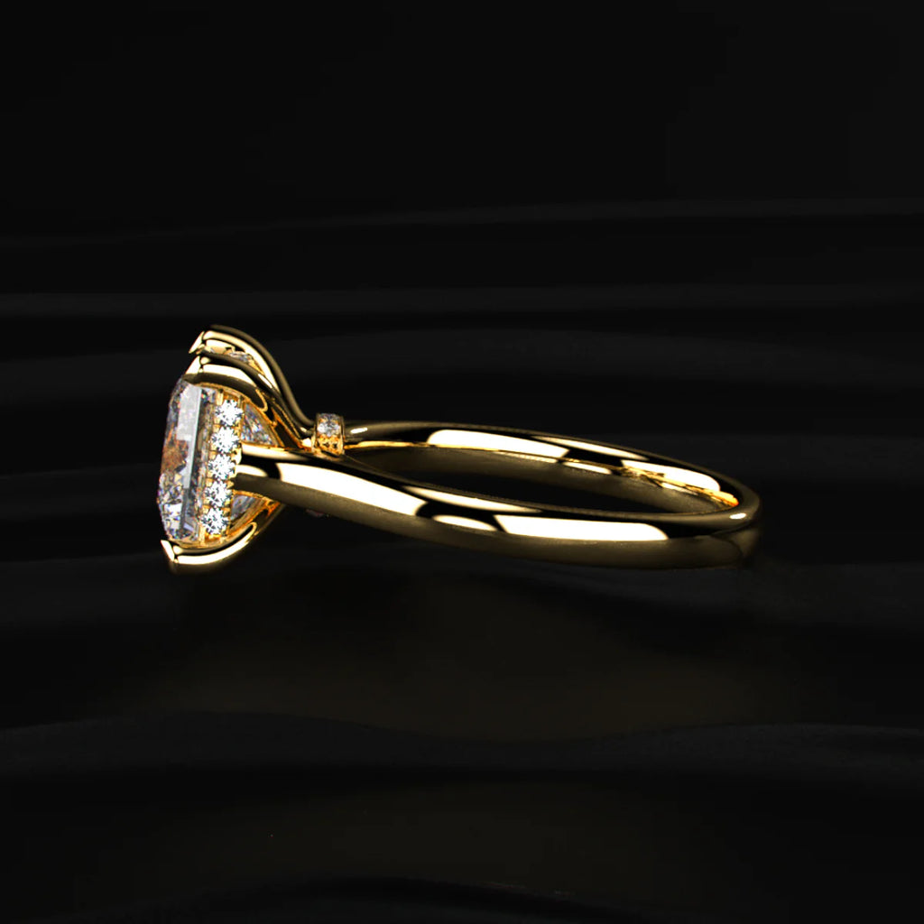 Princess Solitaire Double Hidden Halo Cathedral Ring