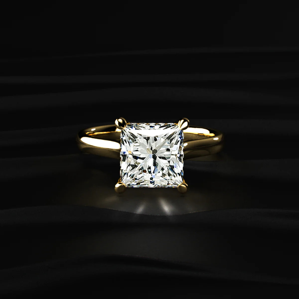 Princess Solitaire Double Hidden Halo Cathedral Ring