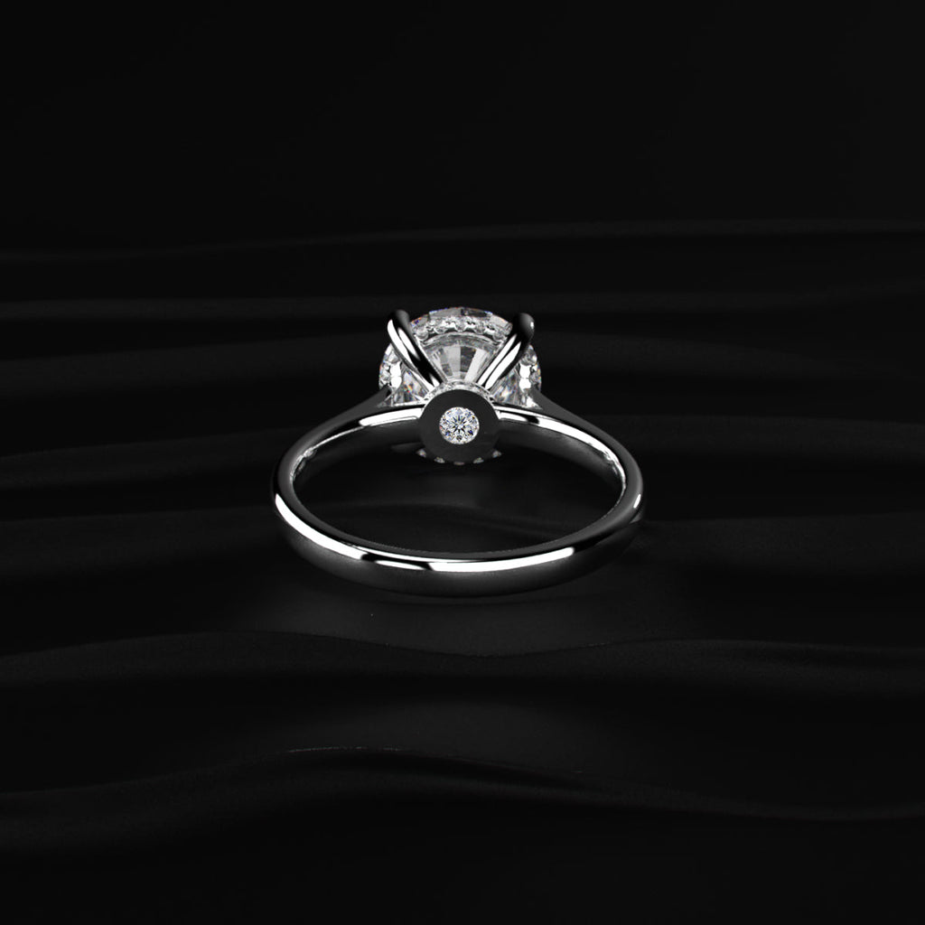 Round Solitaire Double Hidden Halo Cathedral  Ring