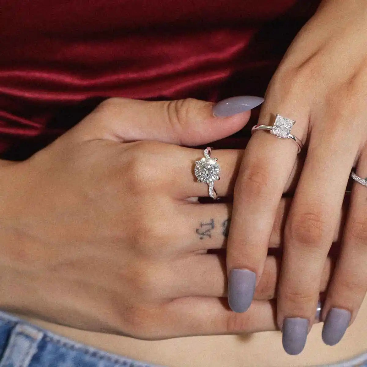Round With Twisted Pave Band & Hidden Halo