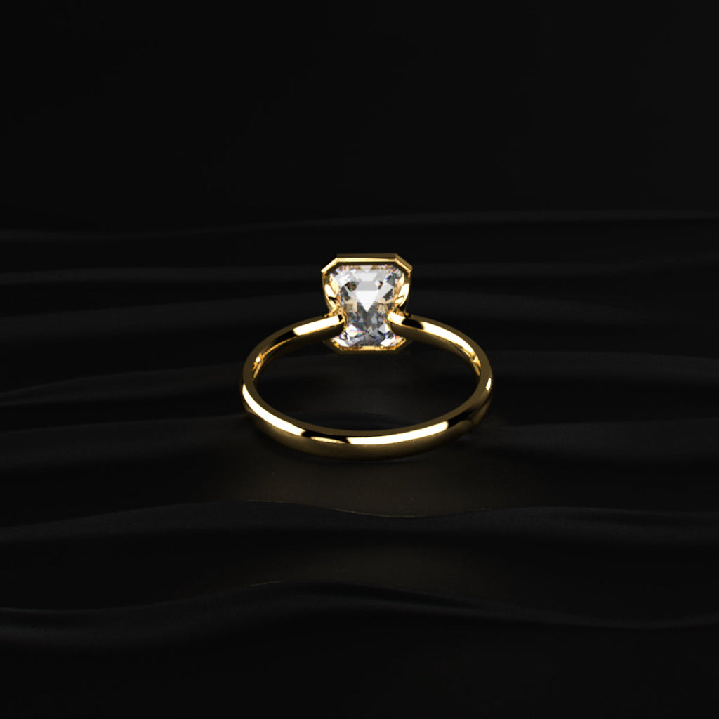 Emerald Solitaire Half Bezel Engagement Ring