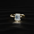 Emerald Solitaire Half Bezel Engagement Ring
