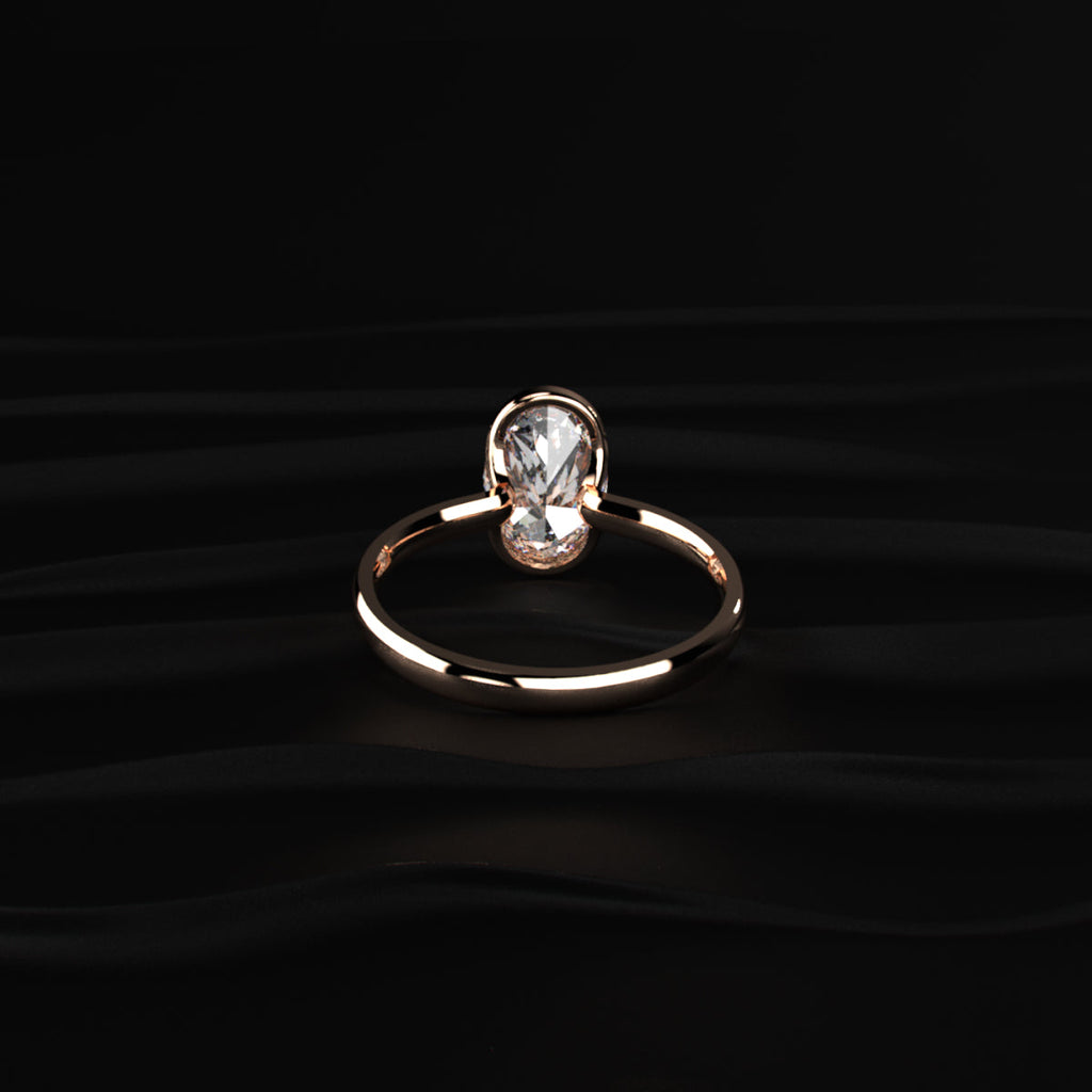 Oval Solitaire Half Bezel Engagement Ring