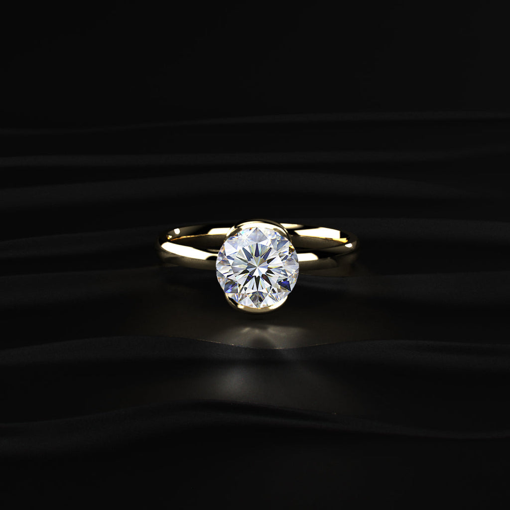 Round Solitaire Half Bezel Engagement Ring
