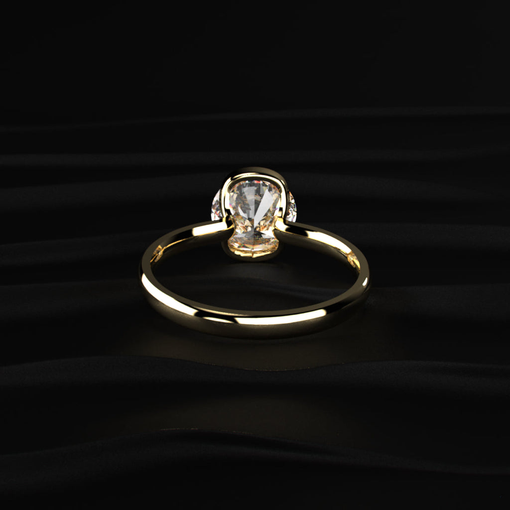 Round Solitaire Half Bezel Engagement Ring