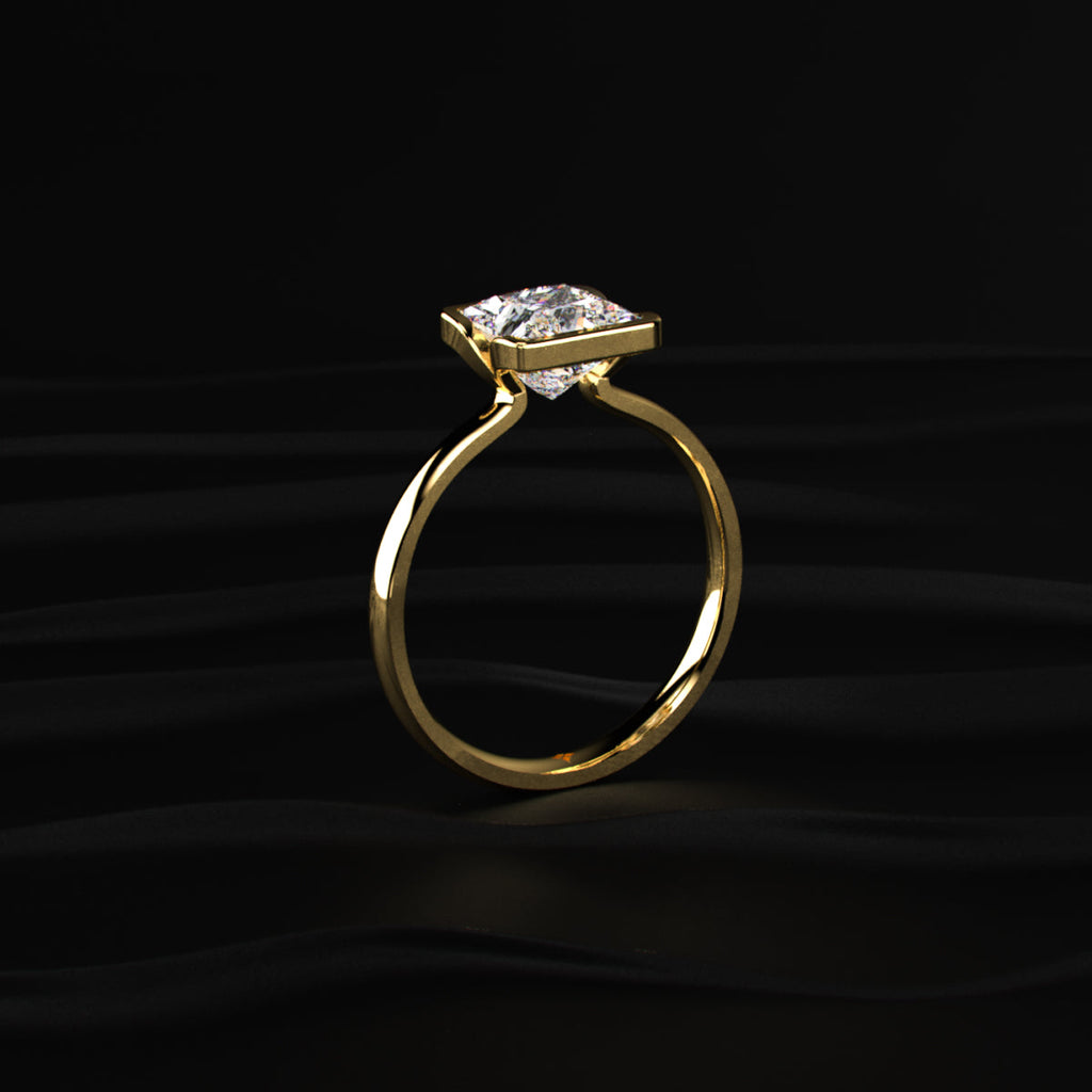 Princess Solitaire Half Bezel Engagement Ring