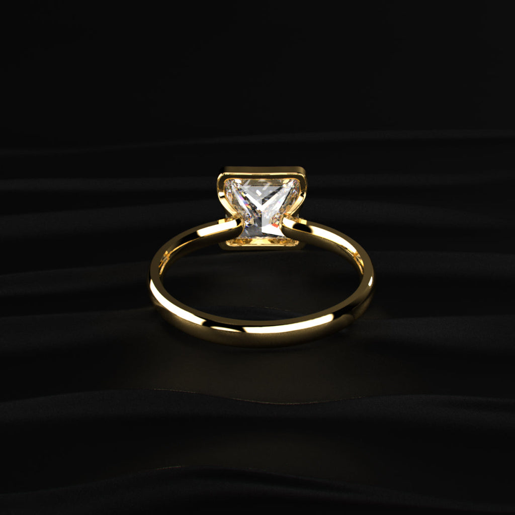 Princess Solitaire Half Bezel Engagement Ring