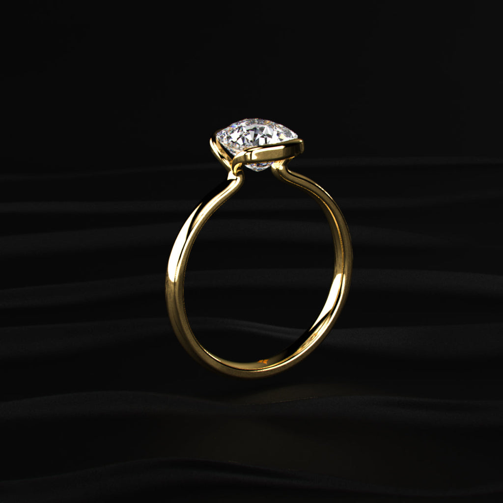 Cushion Solitaire Half Bezel Engagement Ring