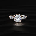 Round Half Bezel Solitaire Ring With Side Stones