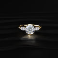 Round Half Bezel Triple Diamond Engagement Rings