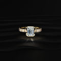 Emerald Half Bezel Ring With Bar Set Baguettes