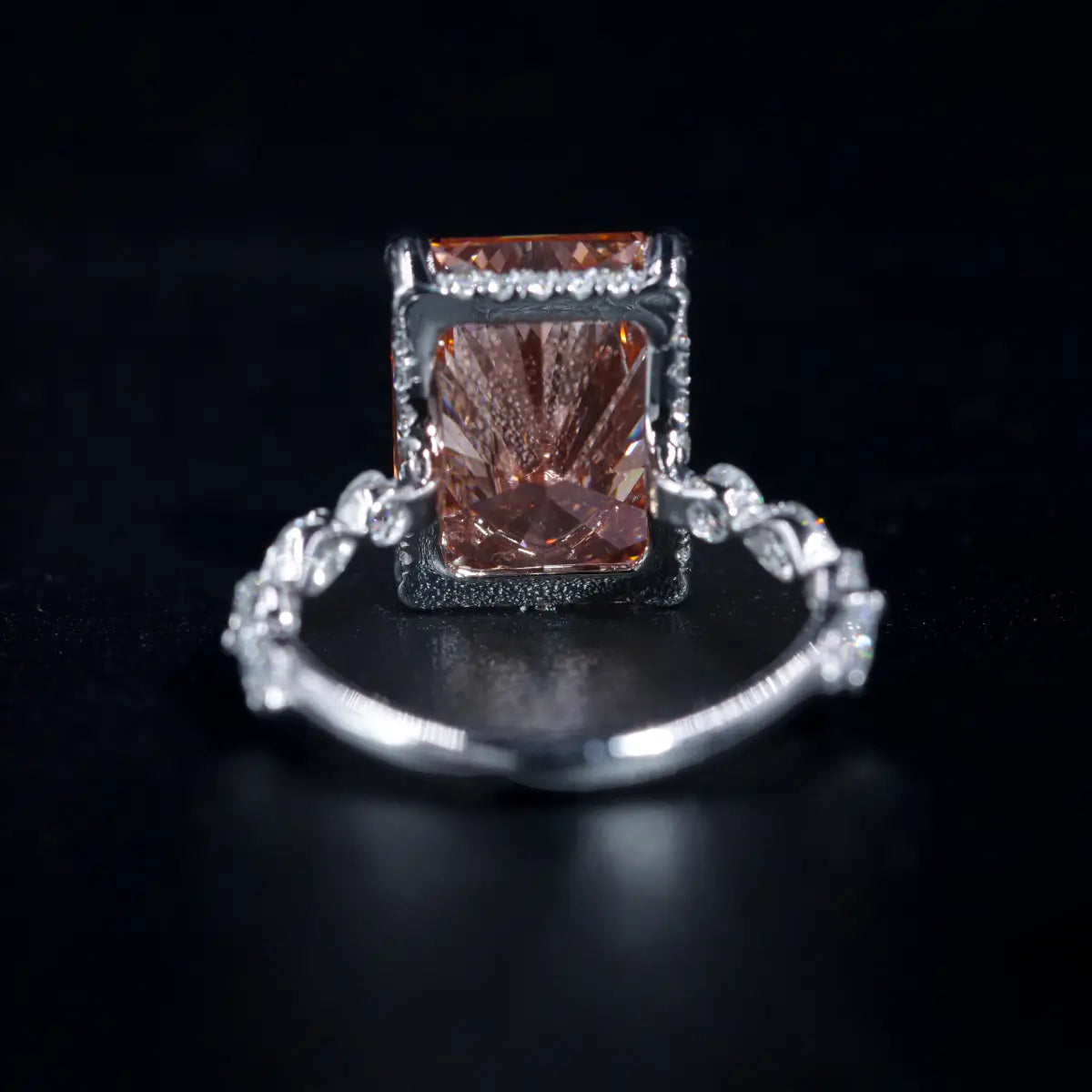 Classic Vivid Pink Radiant Diamond Ring
