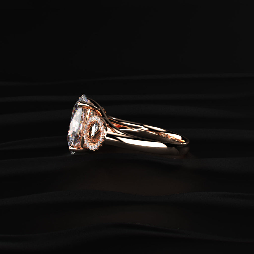 Cushion solitaire ring with Side Halos