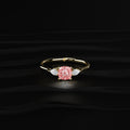 Pink Cushion Diamond With Side Pear Ring