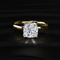 Cushion Solitaire Floral Prong Ring