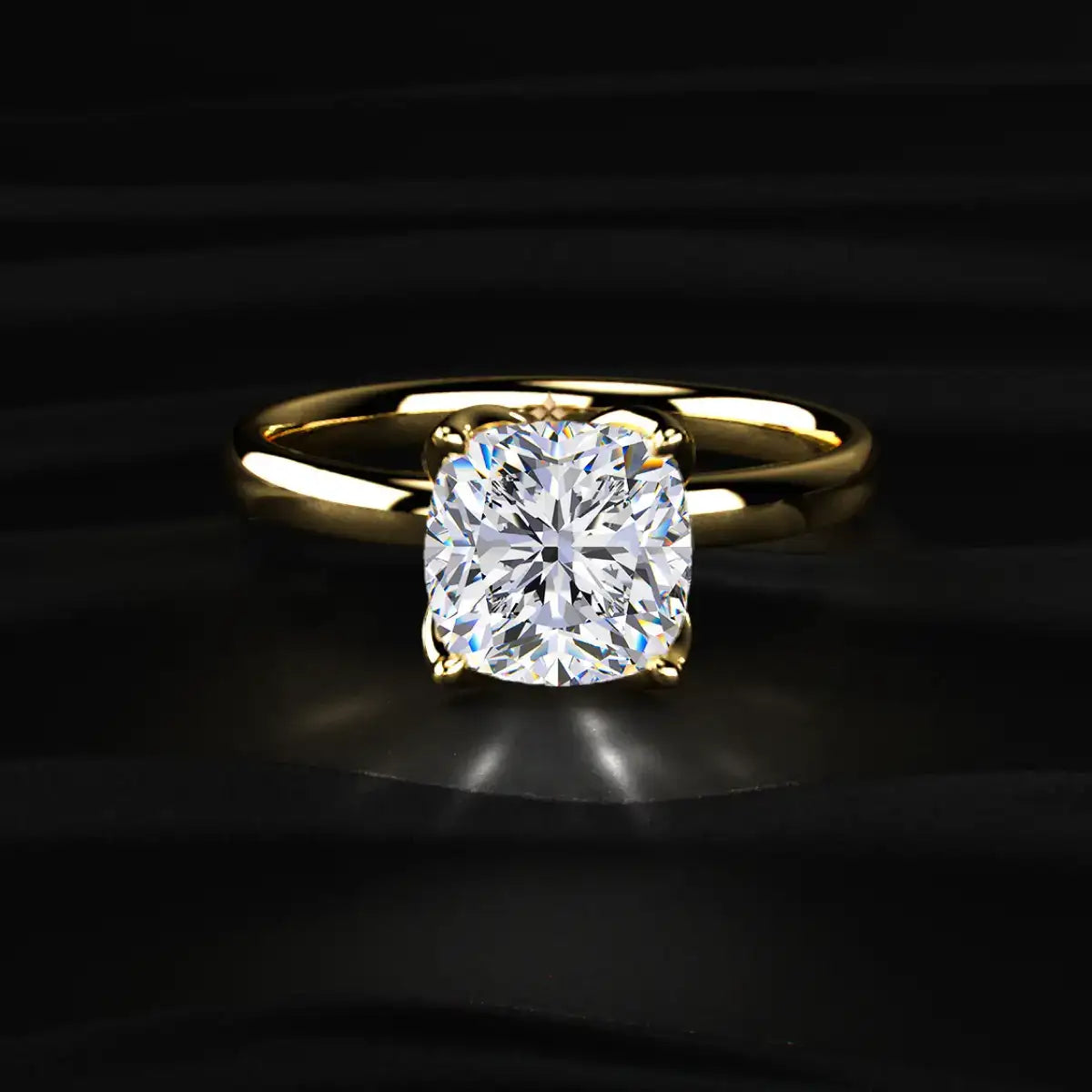 Cushion Solitaire Floral Prong Ring