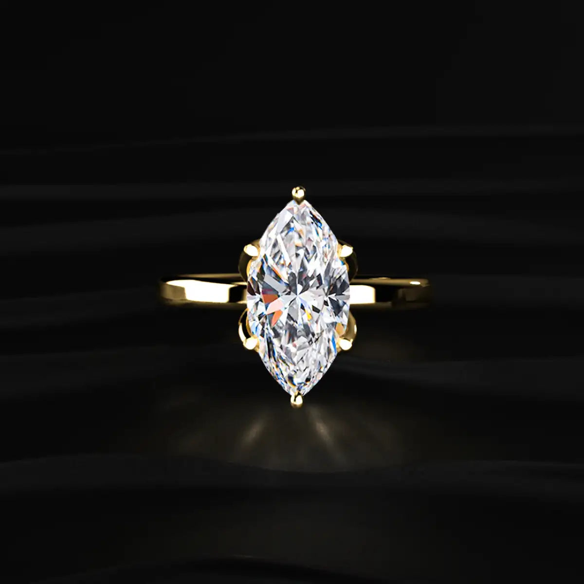 Marquise Solitaire Floral Prong Ring