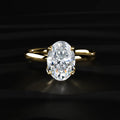 Oval Solitaire Floral Prong Ring