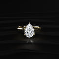 Pear Solitaire Floral Prong Ring
