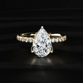 Pear Solitaire Ring With Pave Floral Prong