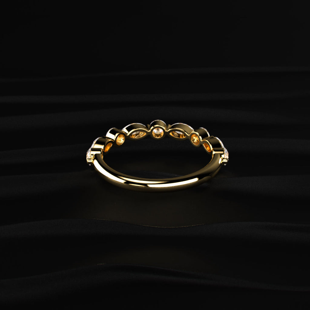 Round And Marquise Shape Diamond Half Eternity Ring