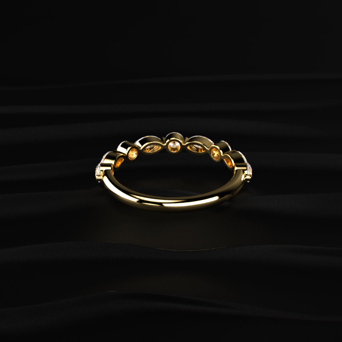 Round And Marquise Shape Diamond Half Eternity Ring
