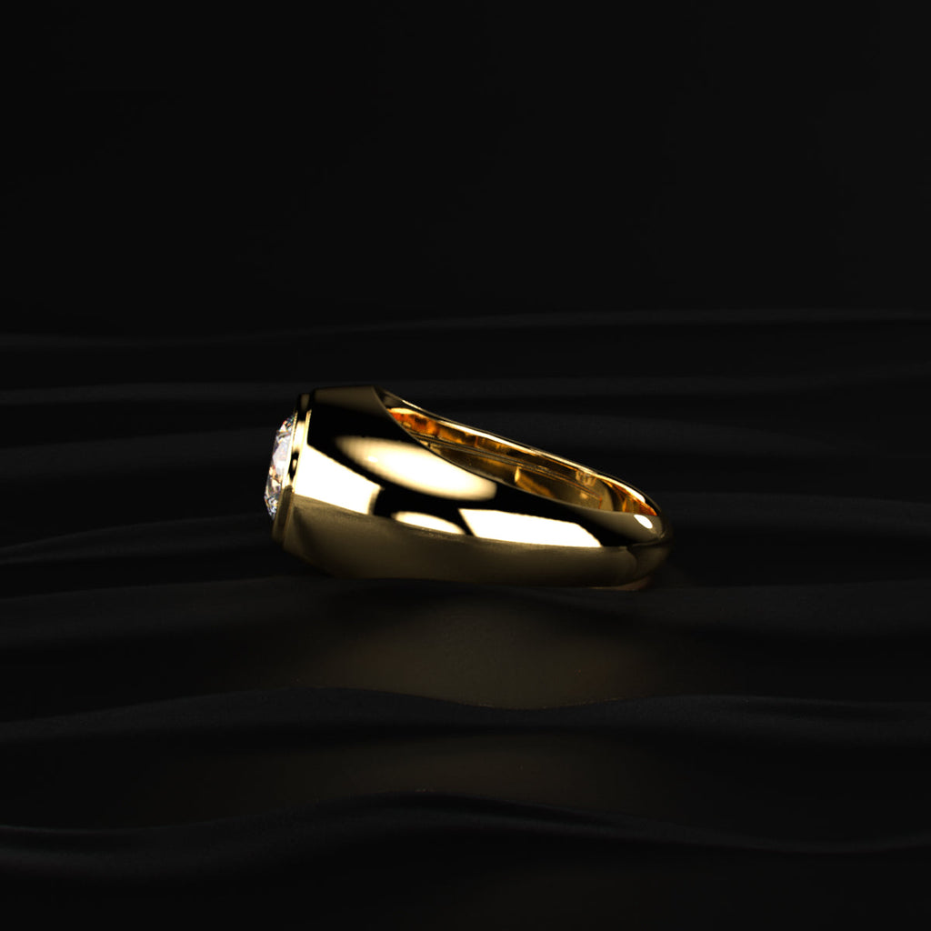 Classic Round Solitaire Flush Setting Ring For Men