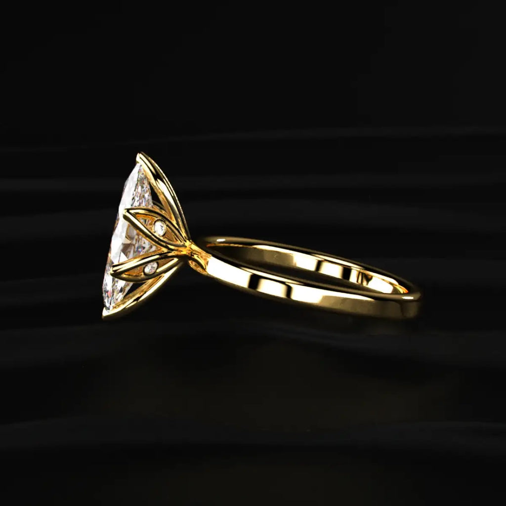Marquise Solitaire Ring Six Floral Prongs