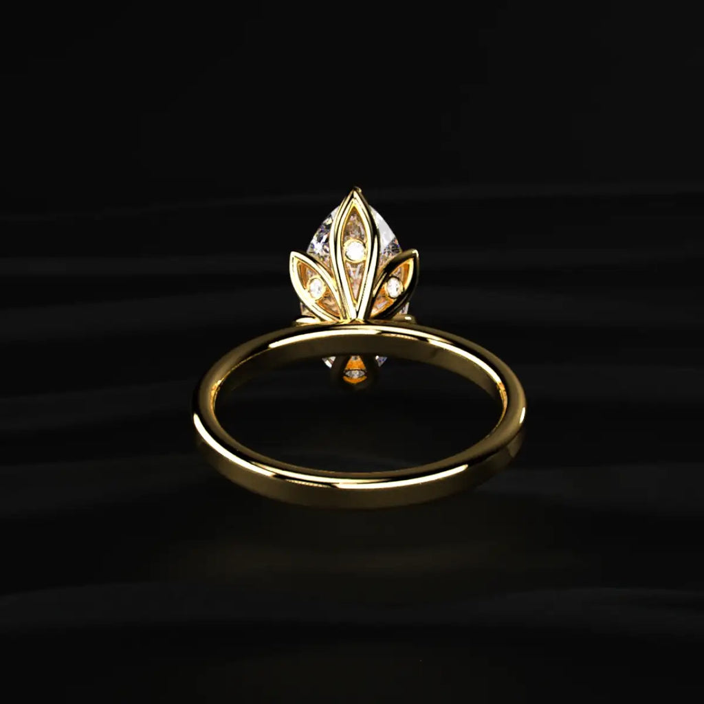 Marquise Solitaire Ring Six Floral Prongs