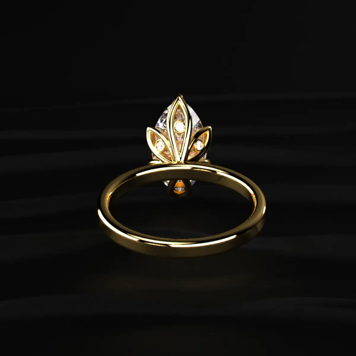 Marquise Solitaire Ring Six Floral Prongs