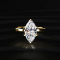 Marquise Solitaire Ring Six Floral Prongs