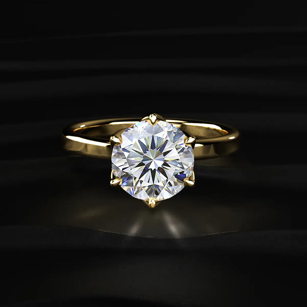 Round Solitaire Engagement Ring With Floral Prongs