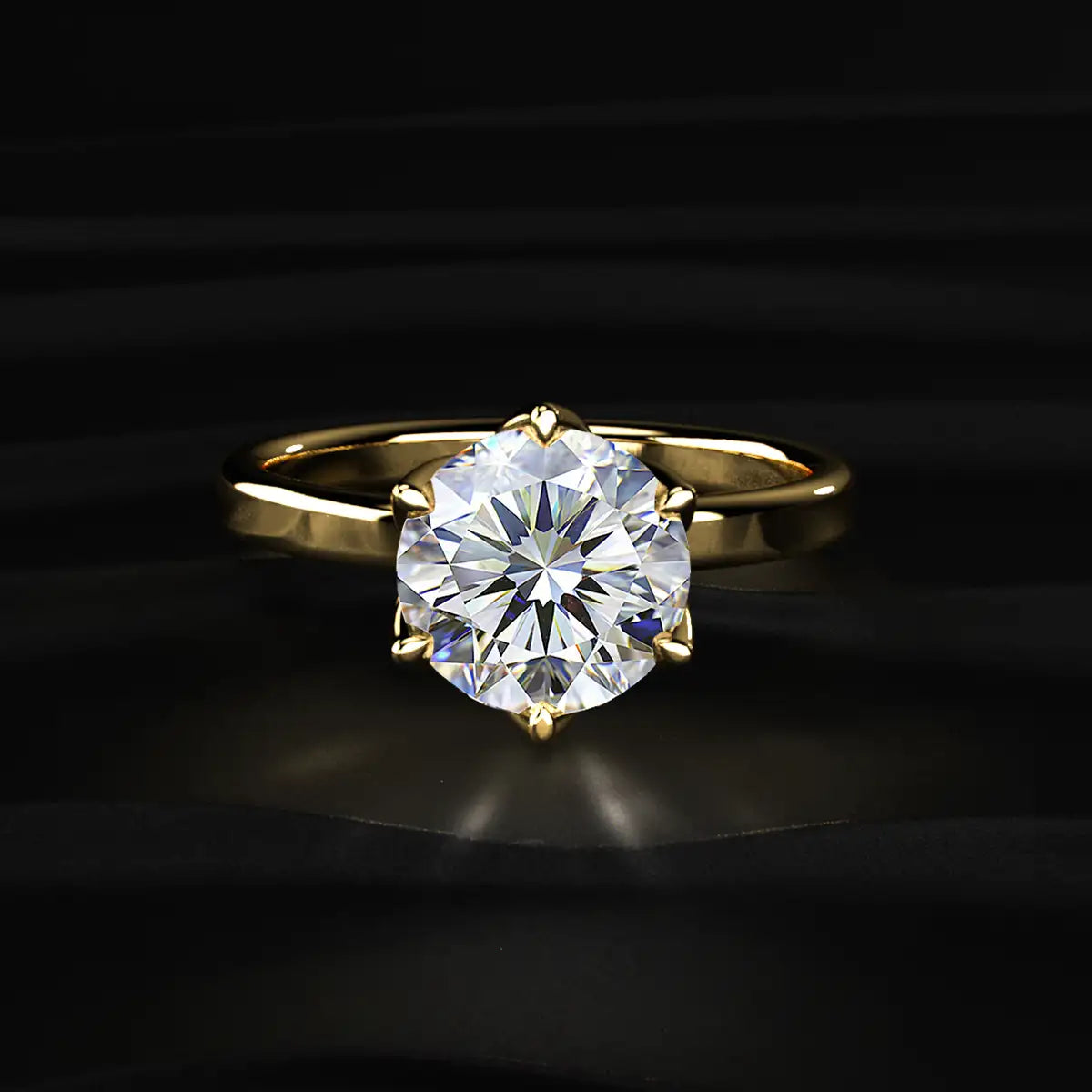 Round Solitaire Engagement Ring With Floral Prongs