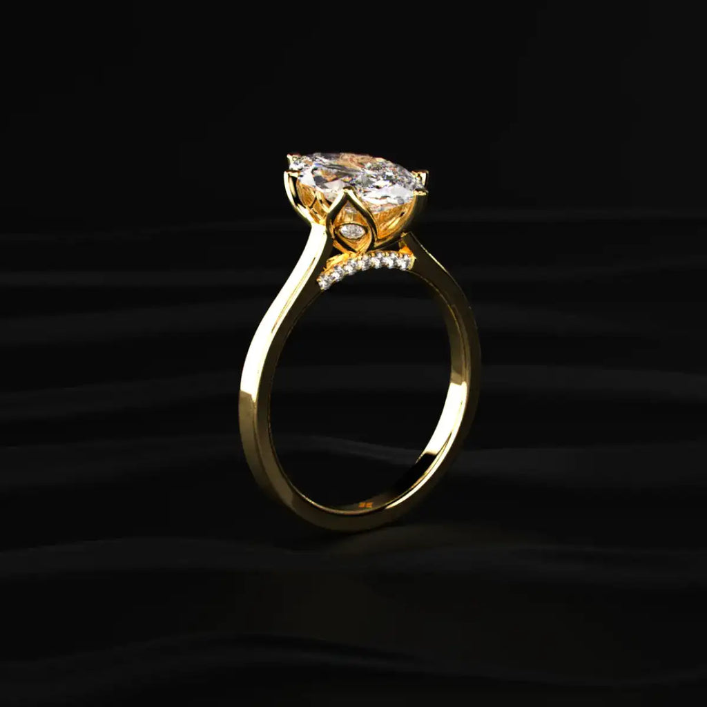 Marquise Solitaire Ring With Cathedral Floral Prong