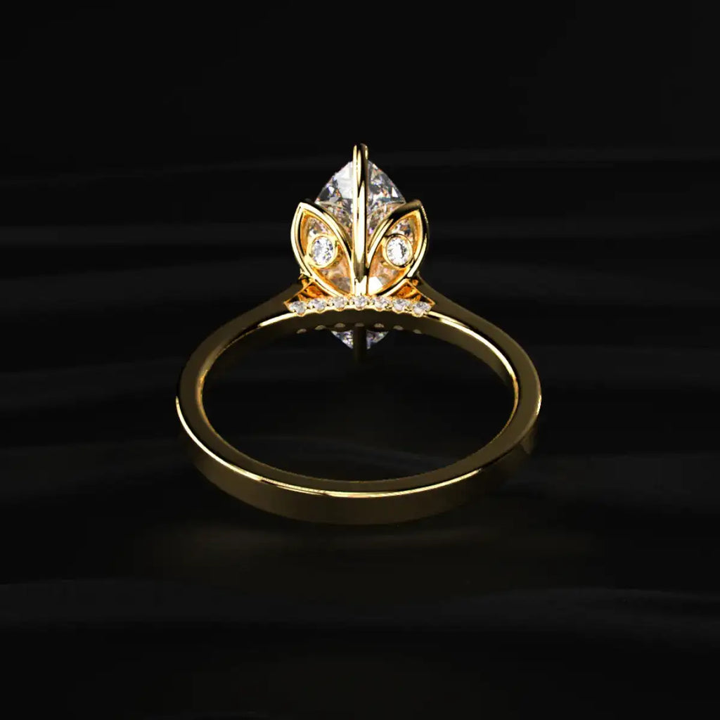Marquise Solitaire Ring With Cathedral Floral Prong