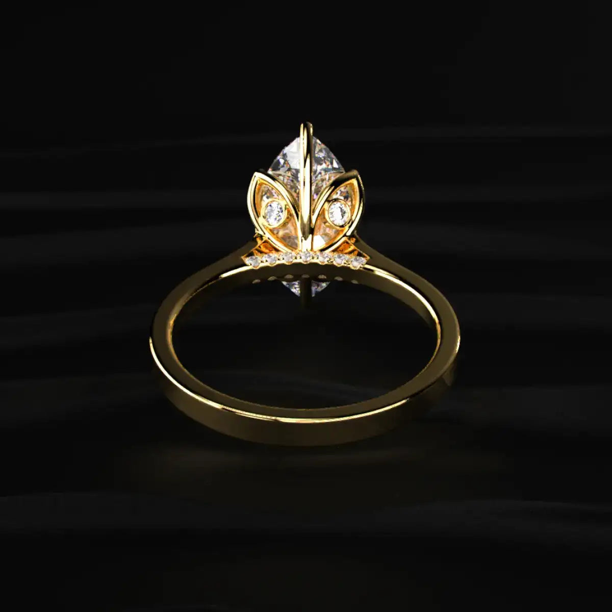 Marquise Solitaire Ring With Cathedral Floral Prong