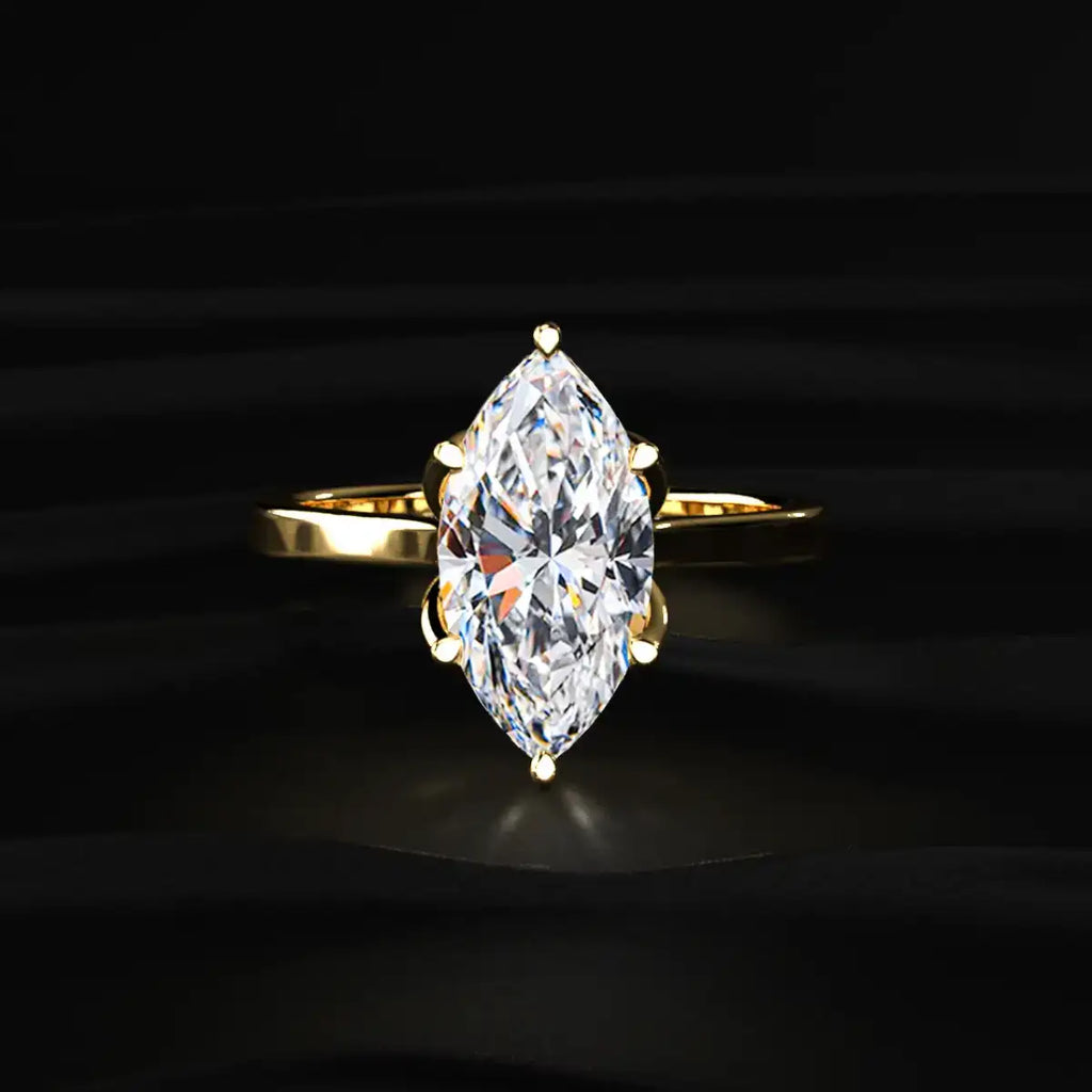Marquise Solitaire Ring With Cathedral Floral Prong