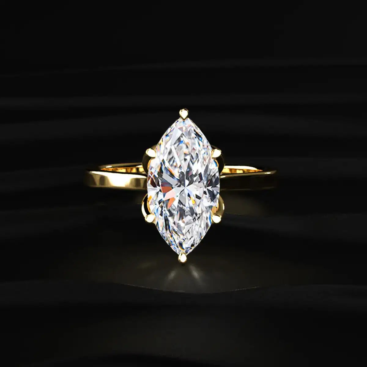 Marquise Solitaire Ring With Cathedral Floral Prong