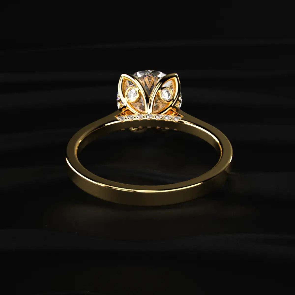 Round Solitaire Ring With Cathedral Floral Prong