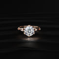 Round Solitaire Floral Pave Prongs Ring With Twisted Shank