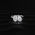 Oval And Pear Solitaire Floral Toi Et Moi Ring
