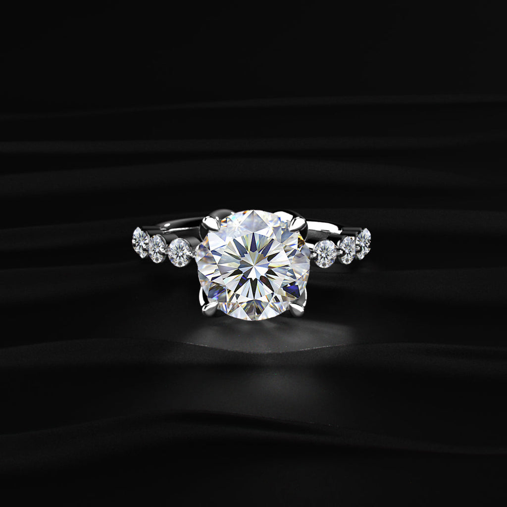 Round Diamond Engagement Ring With Floral Prong