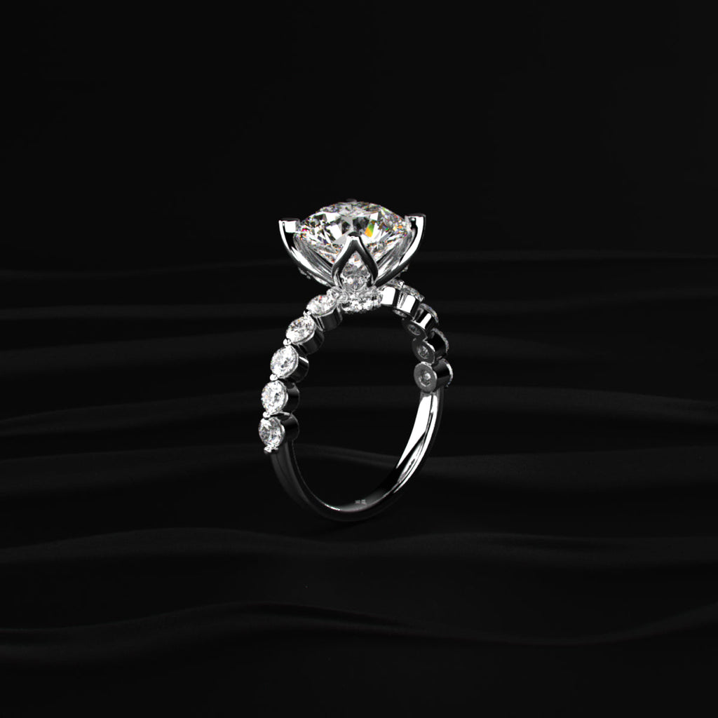 Round Diamond Engagement Ring With Floral Prong