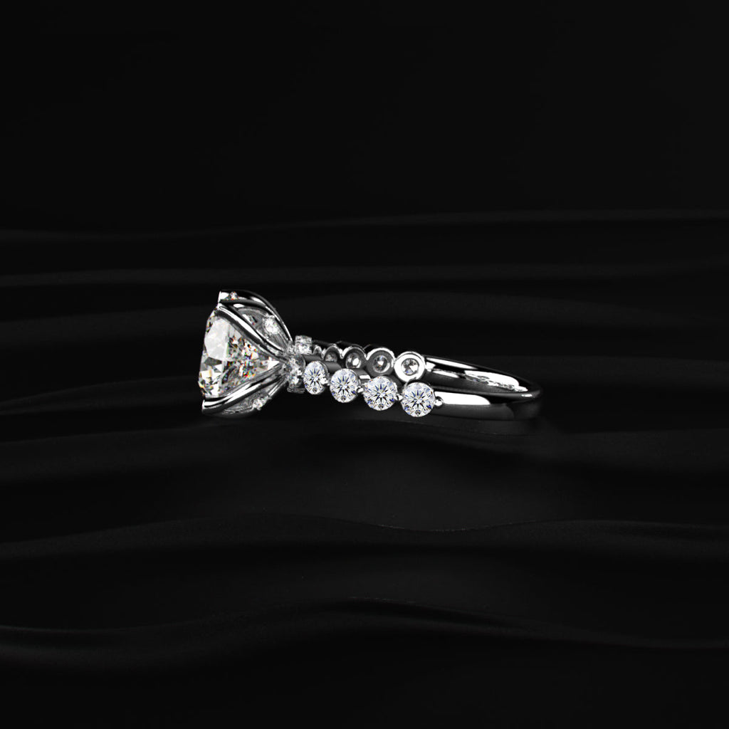 Round Diamond Engagement Ring With Floral Prong