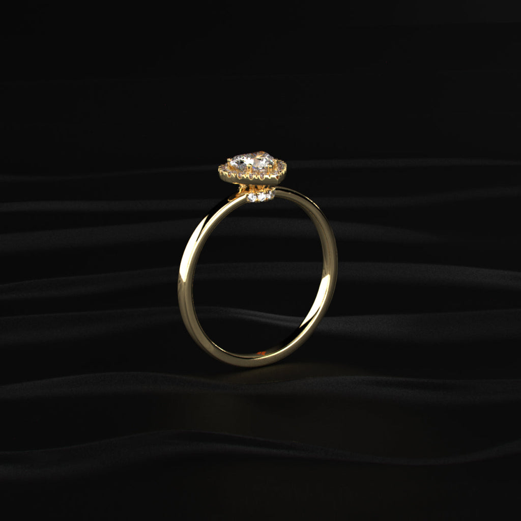 Heart Diamond Halo Ring