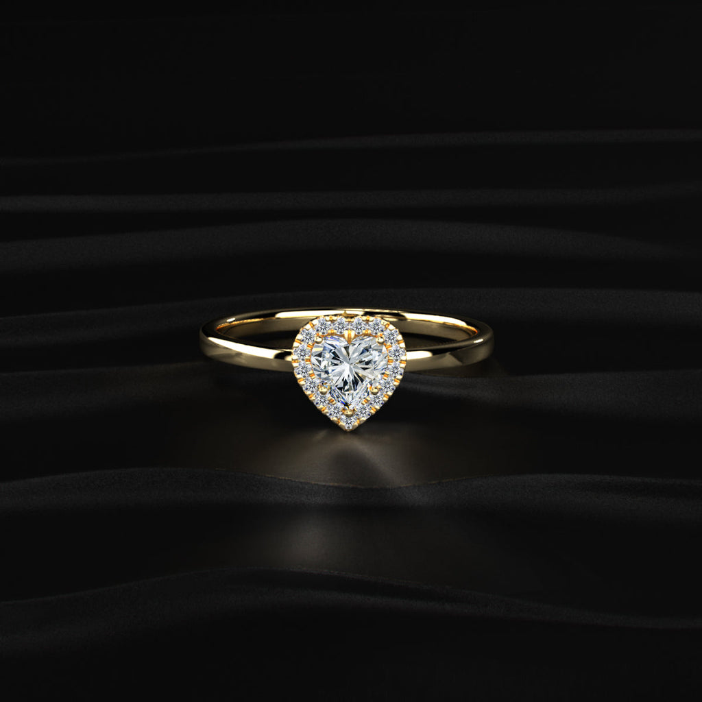 Heart Diamond Halo Ring