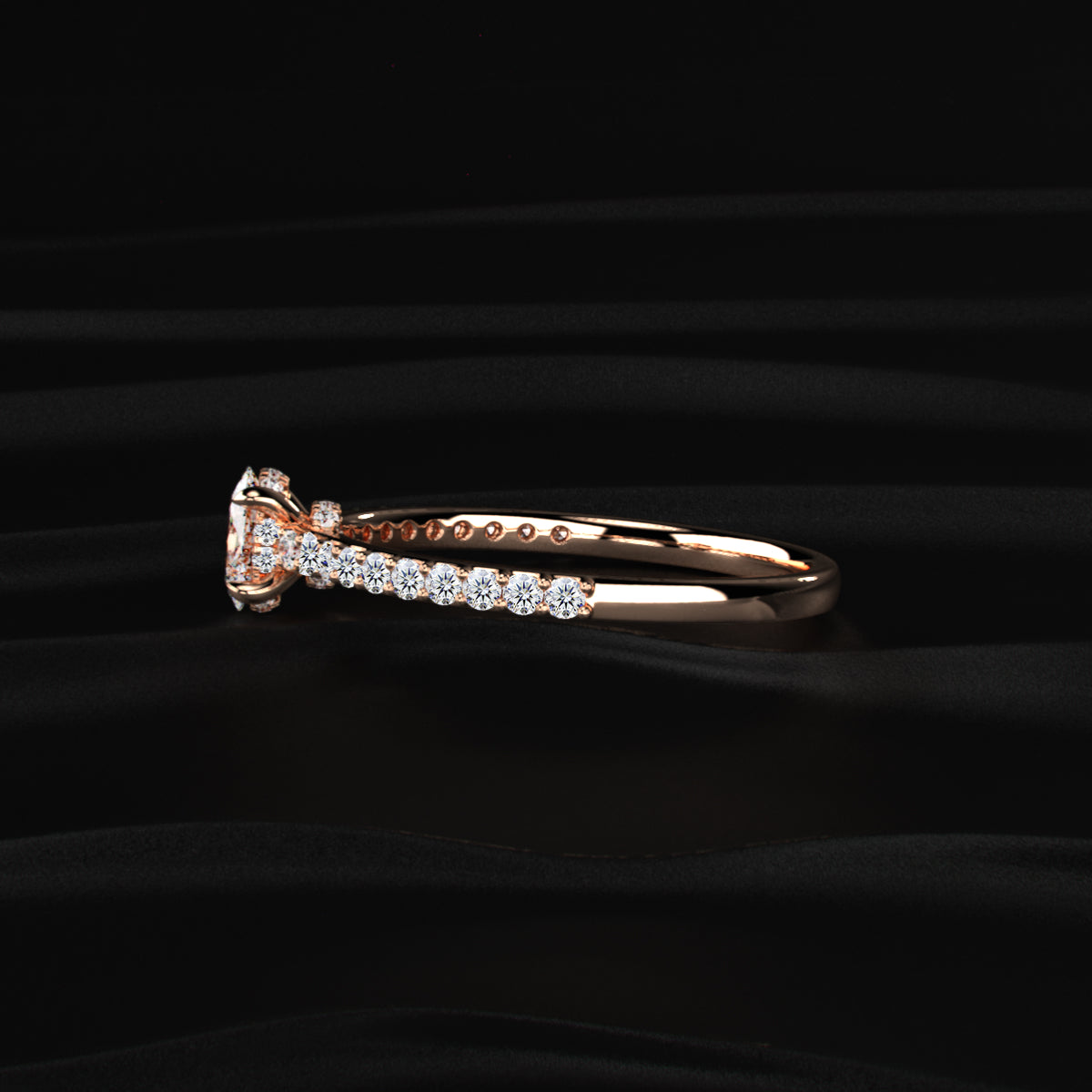 Oval Diamond With Hidden Halo