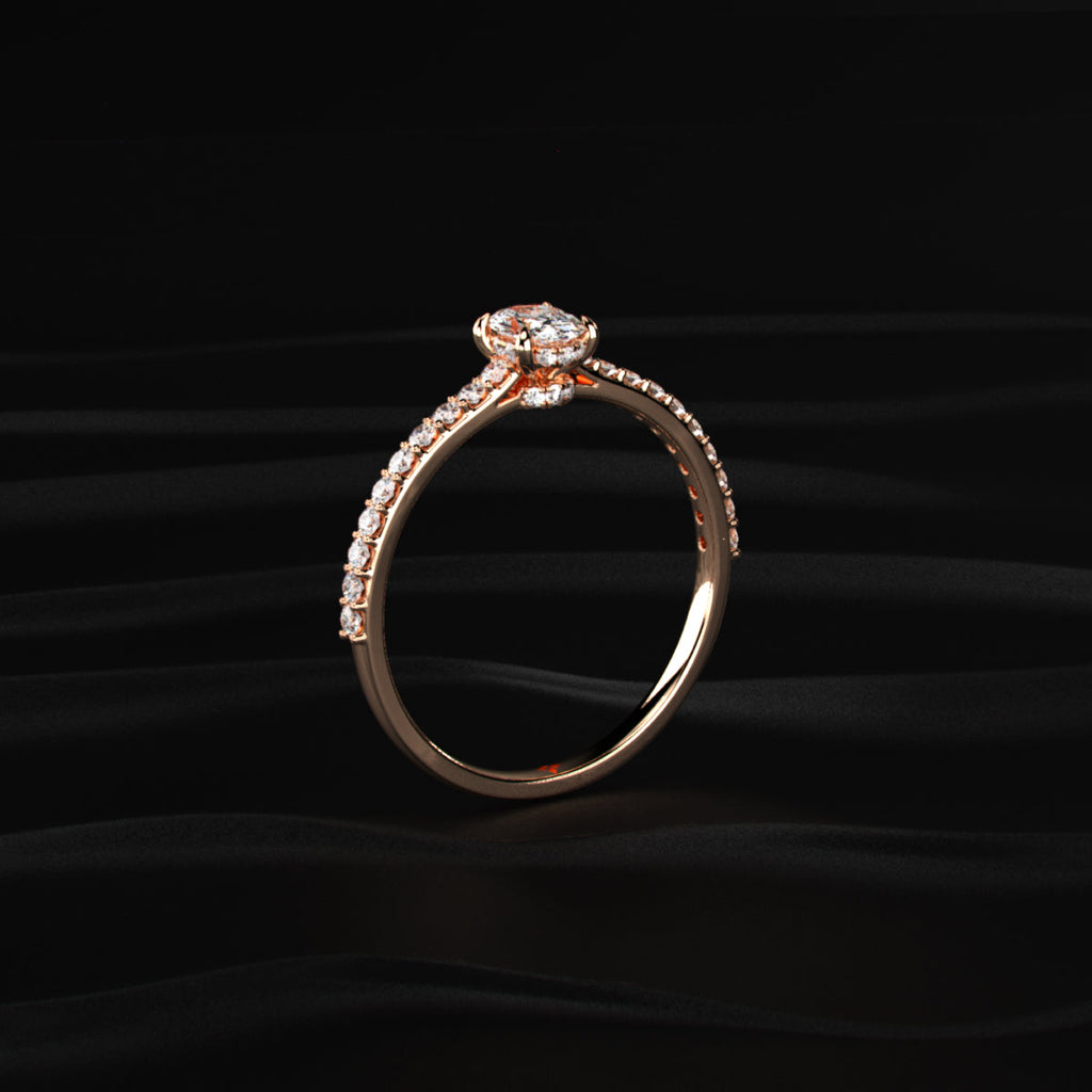 Oval Diamond With Hidden Halo