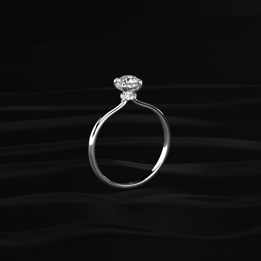 Round Hidden Halo Engagement Ring