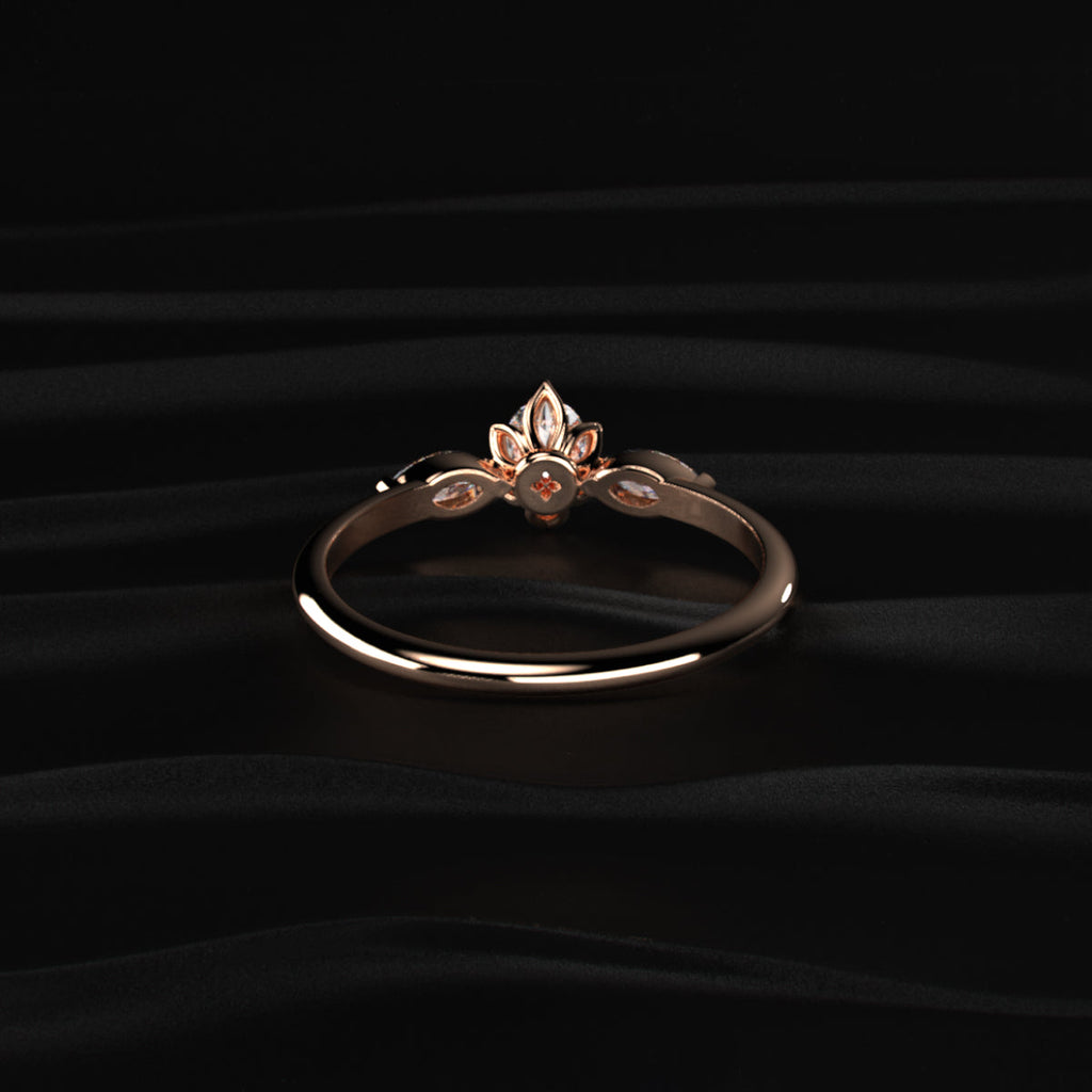 Oval Shape Ring With Marquise Side Stone